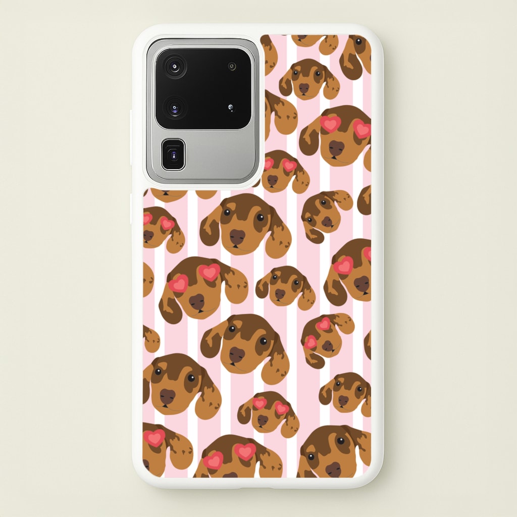 Stripes And Dachshunds Pattern - Dog Patterns Phone Case for Galaxy S20 Ultra