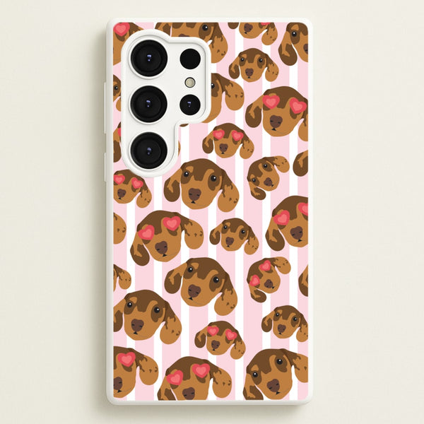 Stripes And Dachshunds Pattern - Dog Patterns Phone Case for Galaxy S25 Ultra