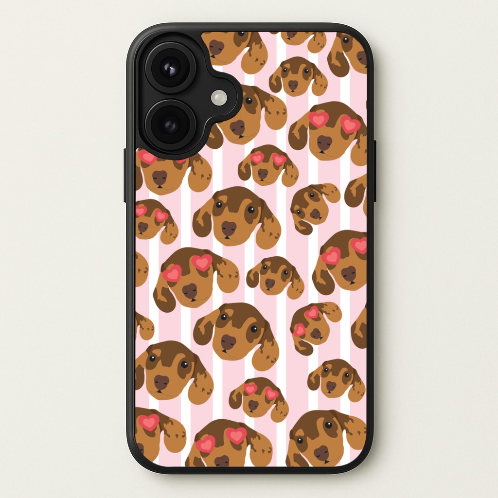 Stripes And Dachshunds Pattern Phone Case for iPhone 17
