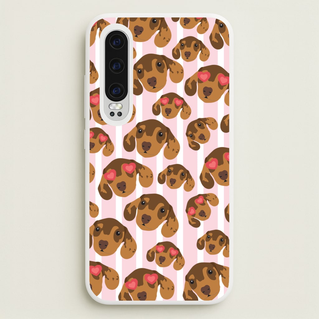 Stripes And Dachshunds Pattern - Dog Patterns Phone Case for Huawei P30
