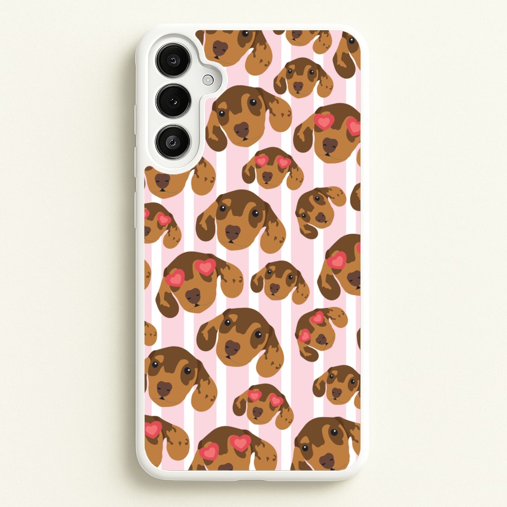 Stripes And Dachshunds Pattern - Dog Patterns Phone Case for Galaxy A34