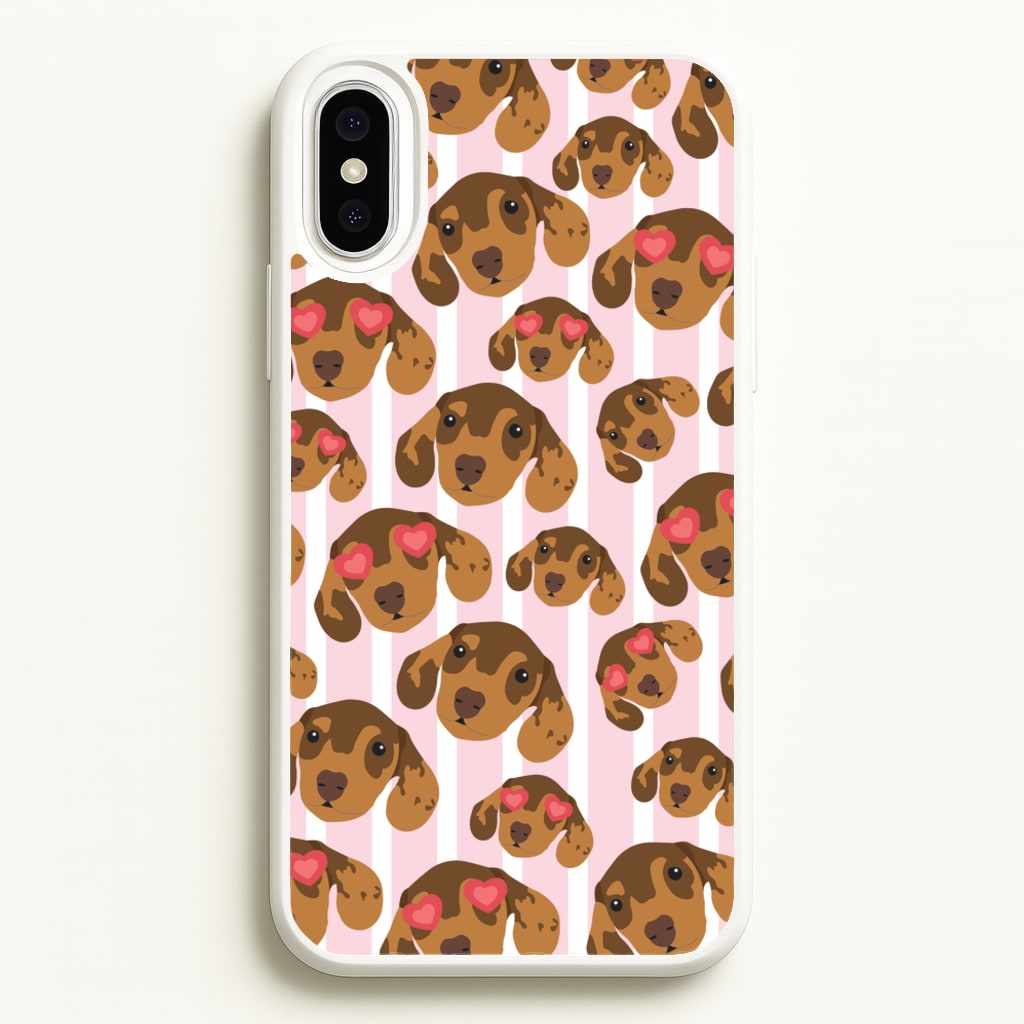 Stripes And Dachshunds Pattern - Dog Patterns Phone Case for iPhone XS Max