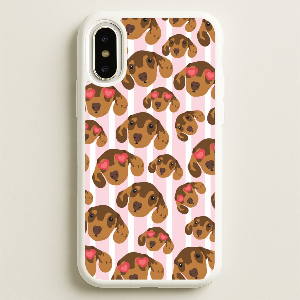 Stripes And Dachshunds Pattern - Dog Patterns Phone Case for iPhone X / XS
