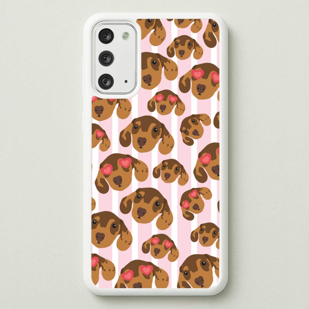 Stripes And Dachshunds Pattern - Dog Patterns Phone Case for Galaxy Note 20