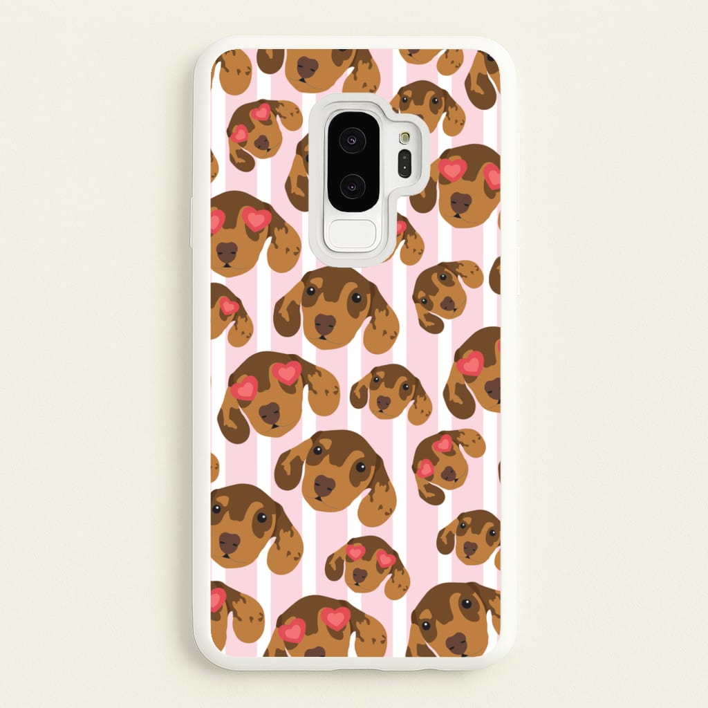 Stripes And Dachshunds Pattern - Dog Patterns Phone Case for Galaxy S9 Plus