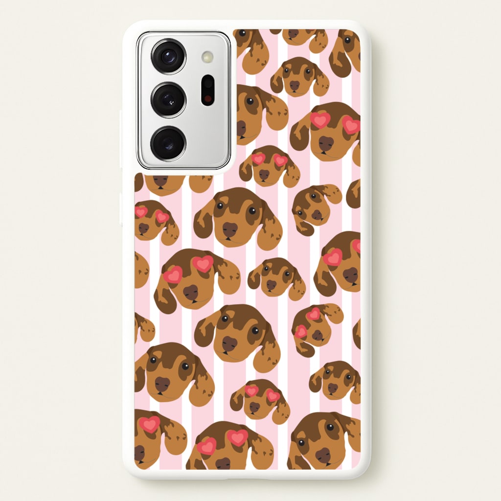 Stripes And Dachshunds Pattern - Dog Patterns Phone Case for Galaxy Note 20 Ultra