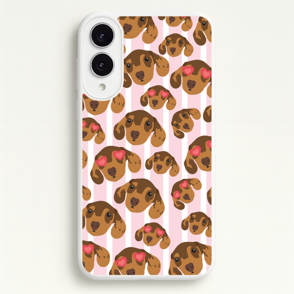 Stripes And Dachshunds Pattern - Dog Patterns Phone Case for Galaxy S25 Edge