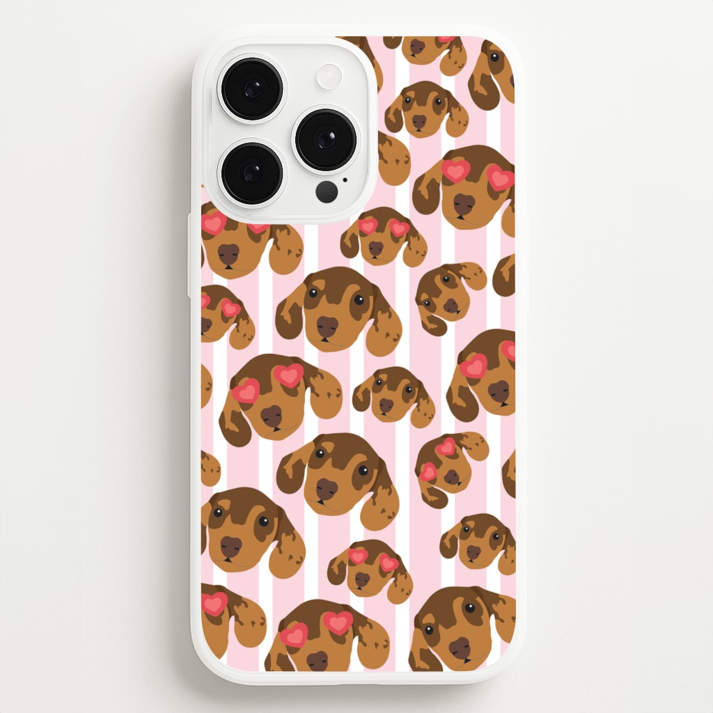 Stripes And Dachshunds Pattern - Dog Patterns Phone Case for iPhone 13 Pro Max