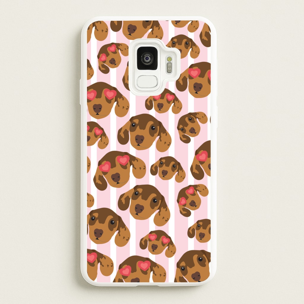 Stripes And Dachshunds Pattern - Dog Patterns Phone Case for Galaxy S9