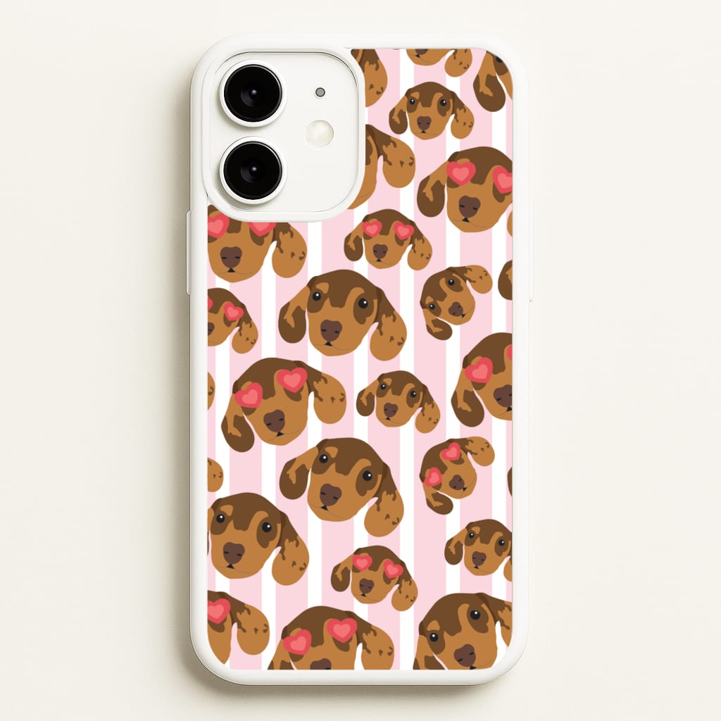 Stripes And Dachshunds Pattern - Dog Patterns Phone Case for iPhone 11
