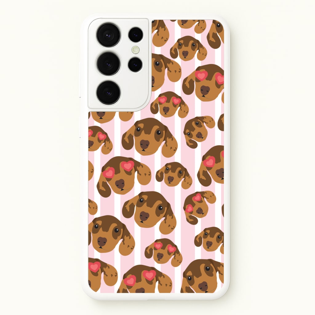 Stripes And Dachshunds Pattern - Dog Patterns Phone Case for Galaxy S21 Ultra