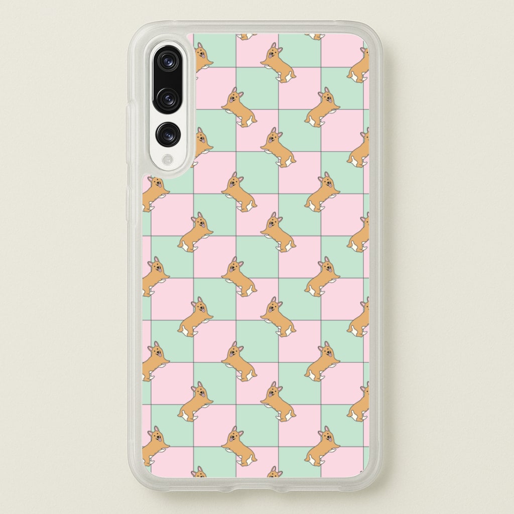 Checkered Corgis Pattern - Dog Patterns Phone Case for Huawei P20 Pro