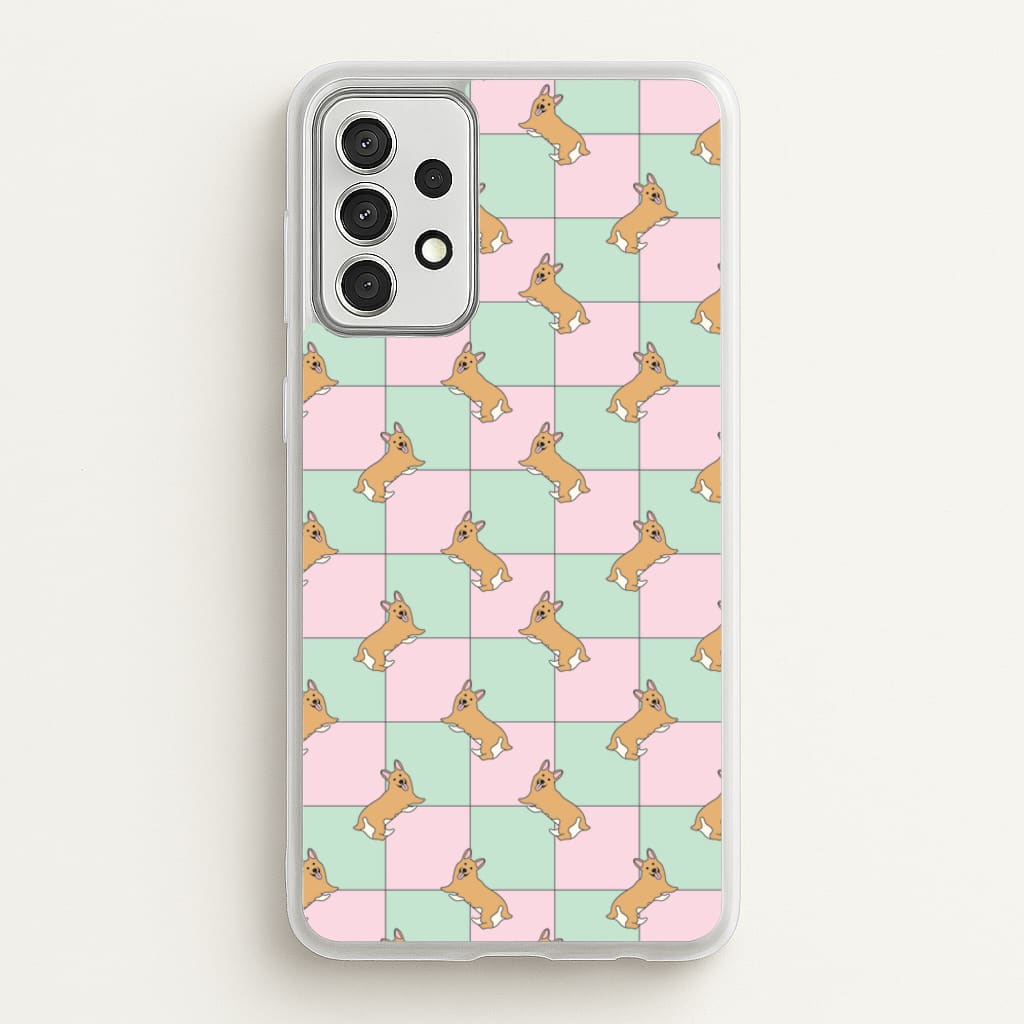 Checkered Corgis Pattern - Dog Patterns Phone Case for Galaxy A52 / A52s