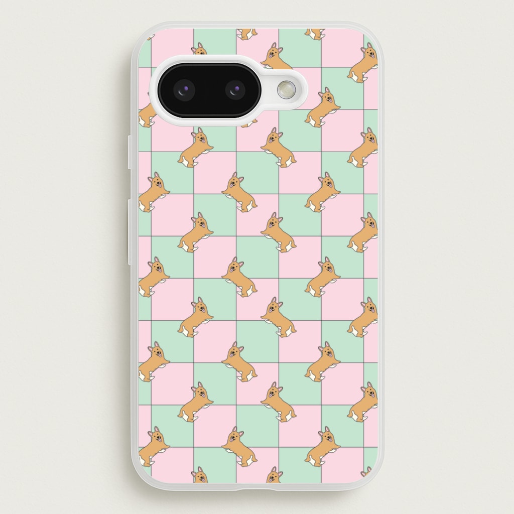 Checkered Corgis Pattern - Dog Patterns Phone Case for Google Pixel 9a
