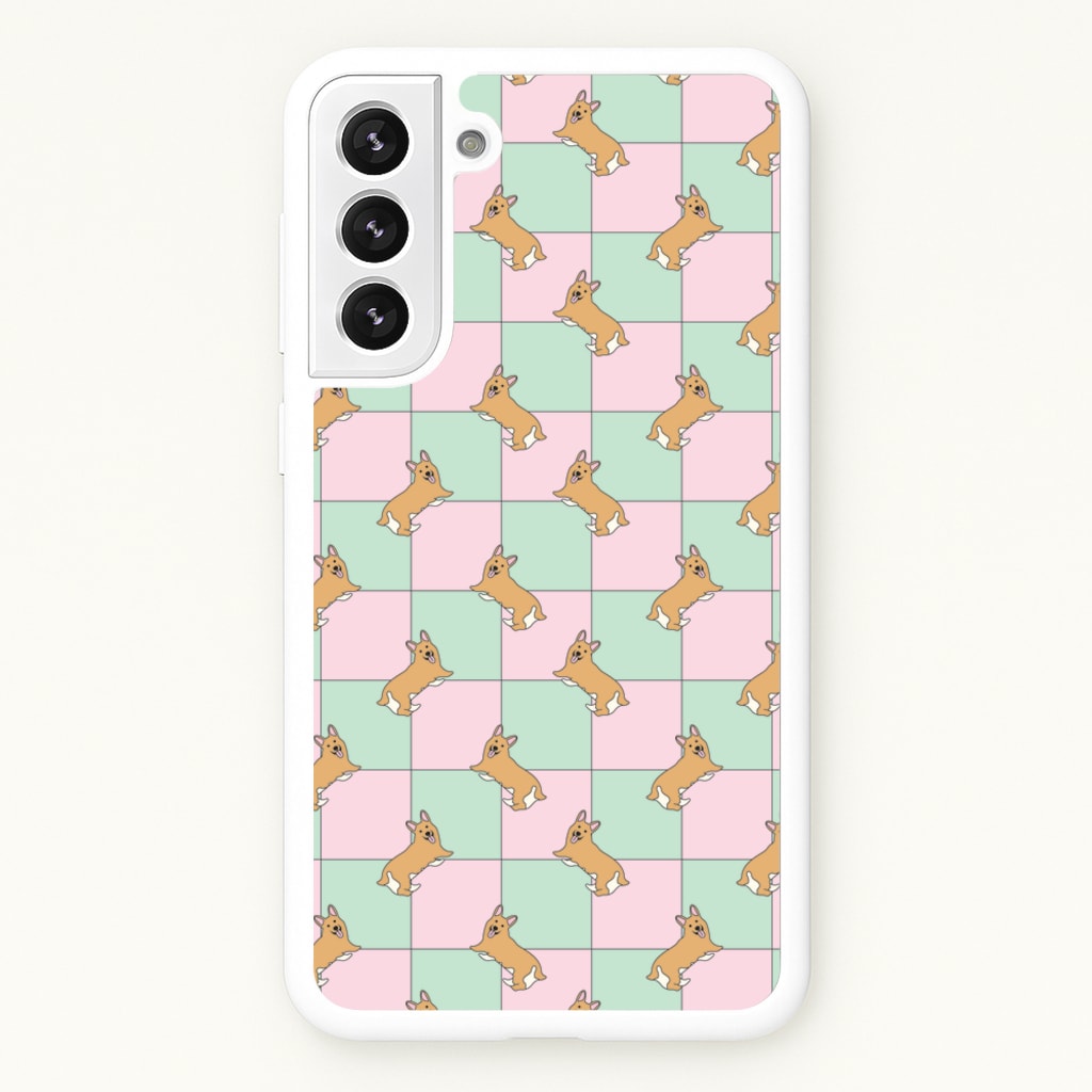 Checkered Corgis Pattern - Dog Patterns Phone Case for Galaxy S22 Plus