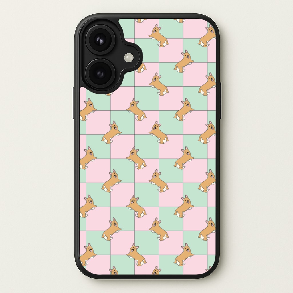 Checkered Corgis Pattern Phone Case for iPhone 17