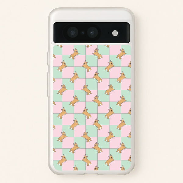 Checkered Corgis Pattern - Dog Patterns Phone Case for Google Pixel 8