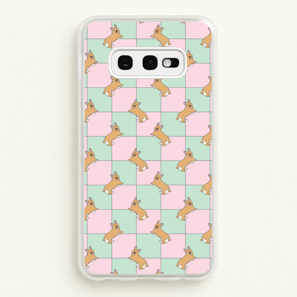 Checkered Corgis Pattern - Dog Patterns Phone Case for Galaxy S10e