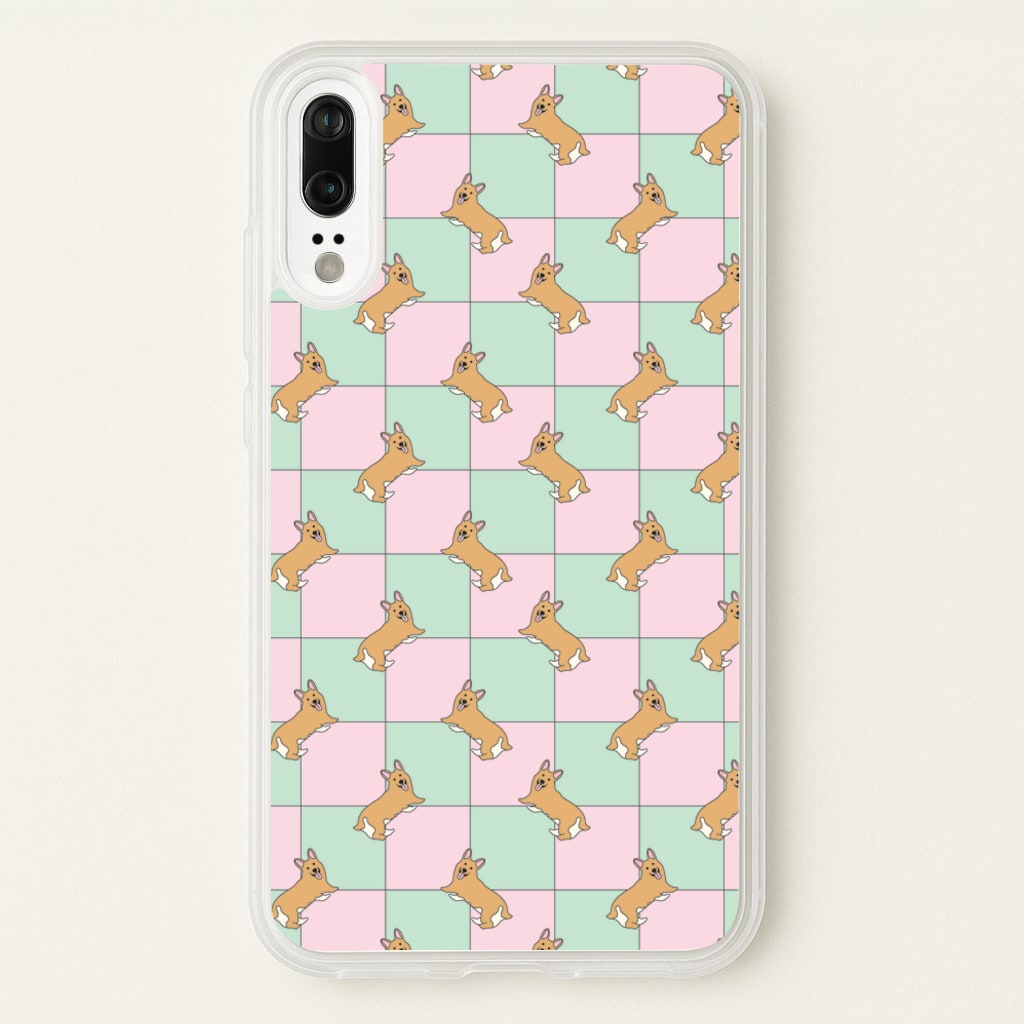 Checkered Corgis Pattern - Dog Patterns Phone Case for Huawei P20