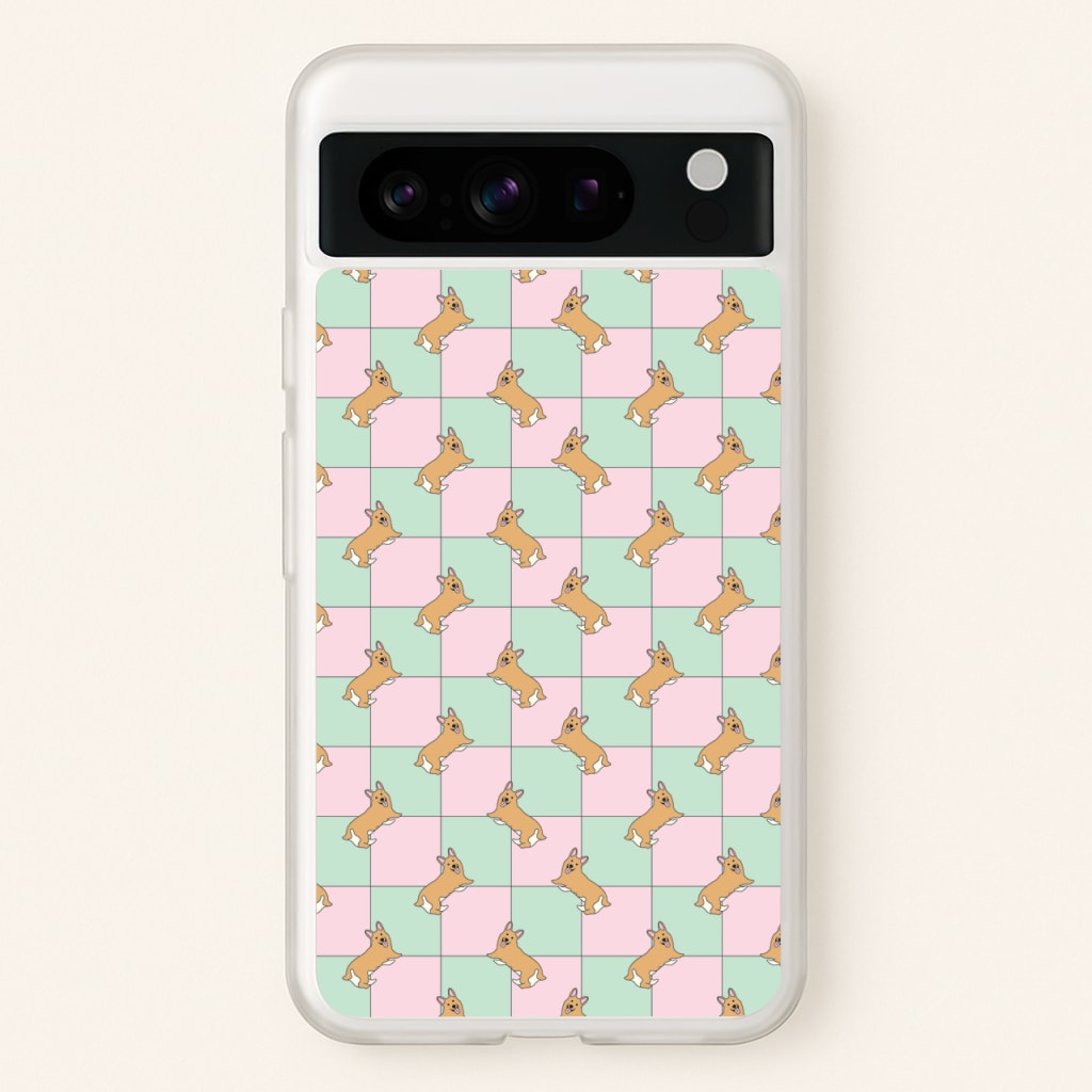 Checkered Corgis Pattern - Dog Patterns Phone Case for Google Pixel 8 Pro