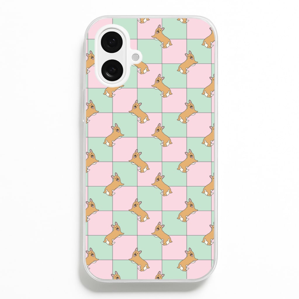 Checkered Corgis Pattern - Dog Patterns Phone Case for iPhone 16 Plus