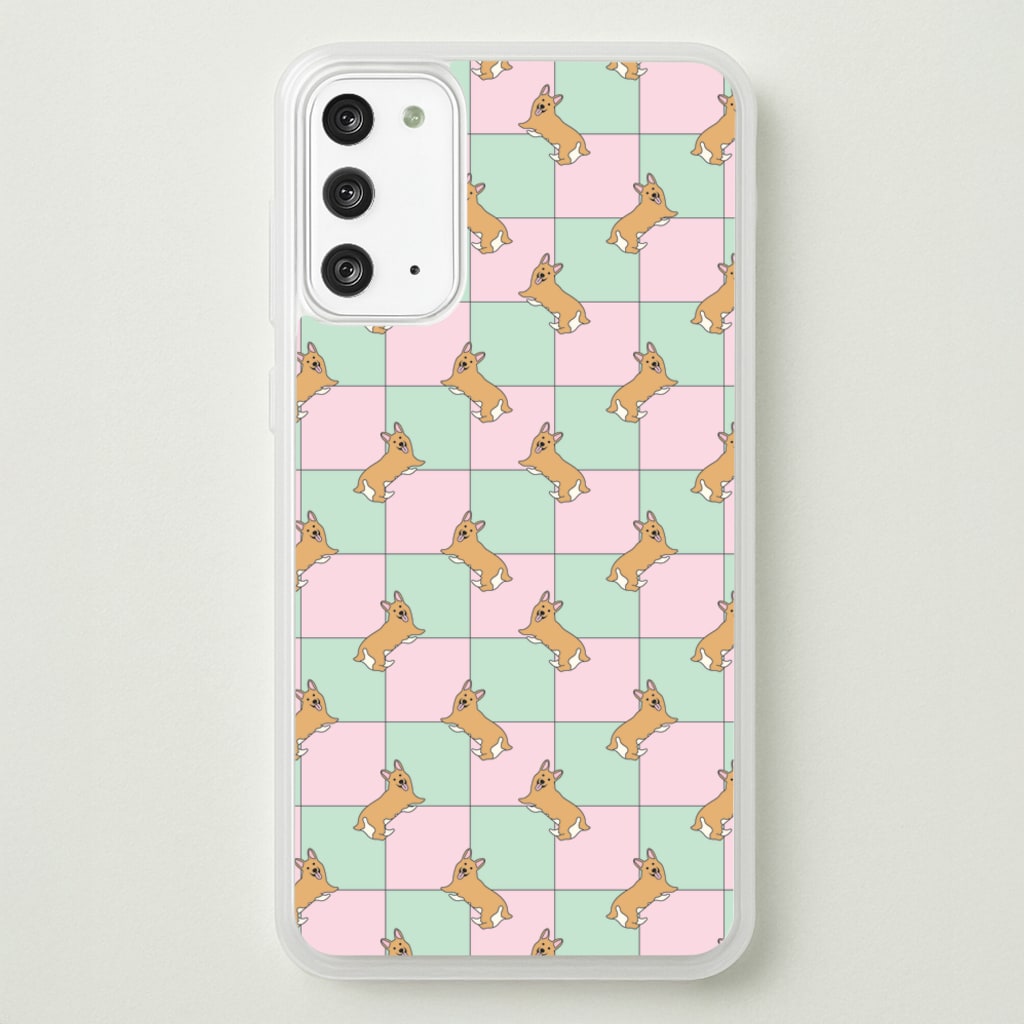 Checkered Corgis Pattern - Dog Patterns Phone Case for Galaxy Note 20
