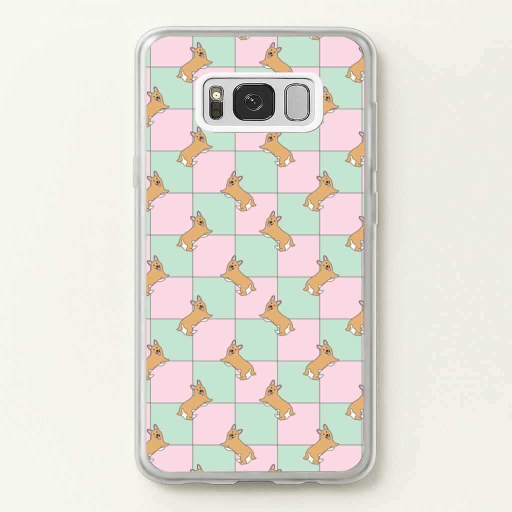 Checkered Corgis Pattern - Dog Patterns Phone Case for Galaxy S8