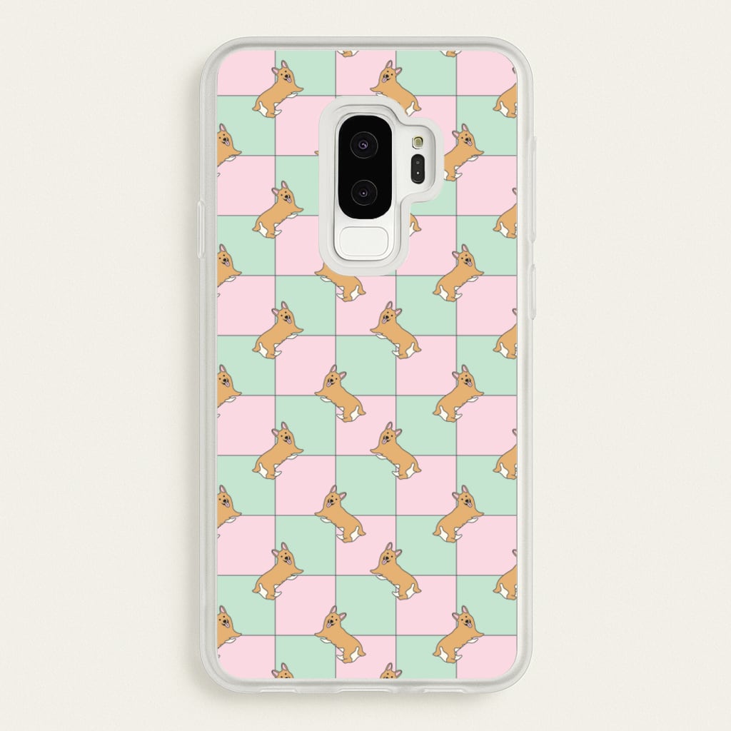 Checkered Corgis Pattern - Dog Patterns Phone Case for Galaxy S9 Plus