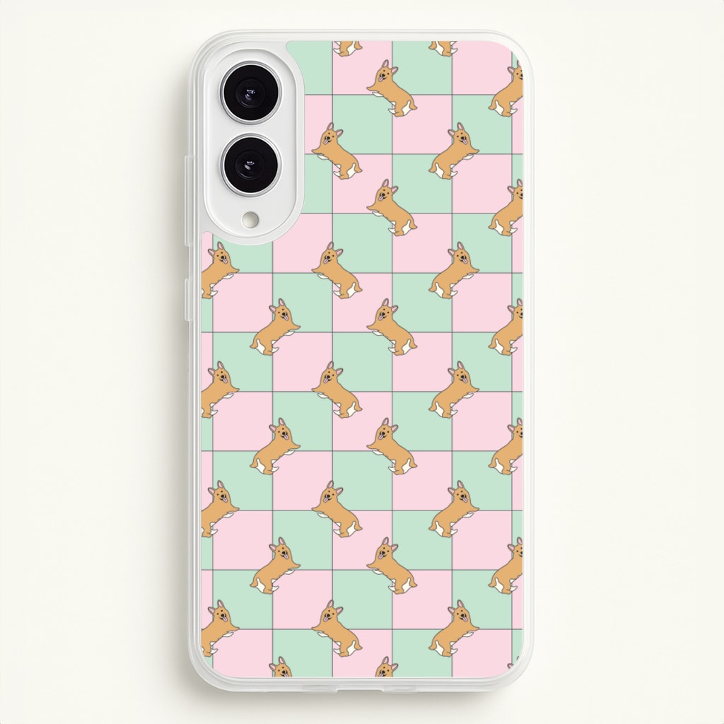 Checkered Corgis Pattern - Dog Patterns Phone Case for Galaxy S25 Edge