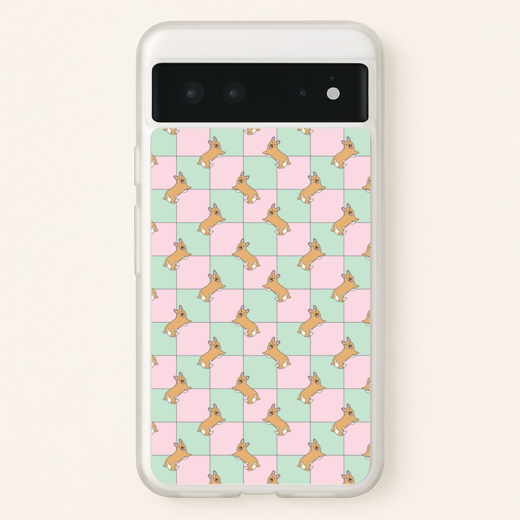 Checkered Corgis Pattern - Dog Patterns Phone Case for Google Pixel 6