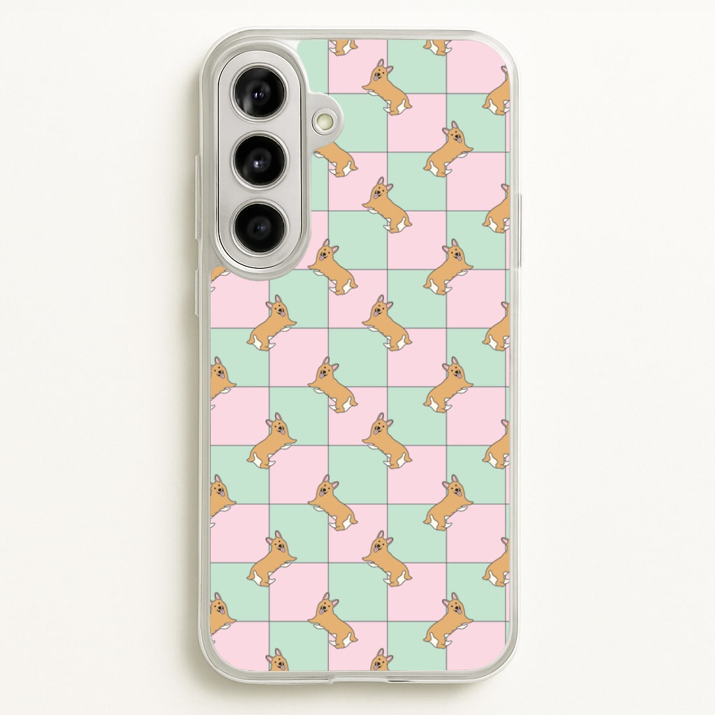Checkered Corgis Pattern - Dog Patterns Phone Case for Galaxy A56