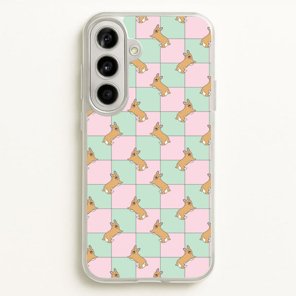 Checkered Corgis Pattern - Dog Patterns Phone Case for Galaxy A56