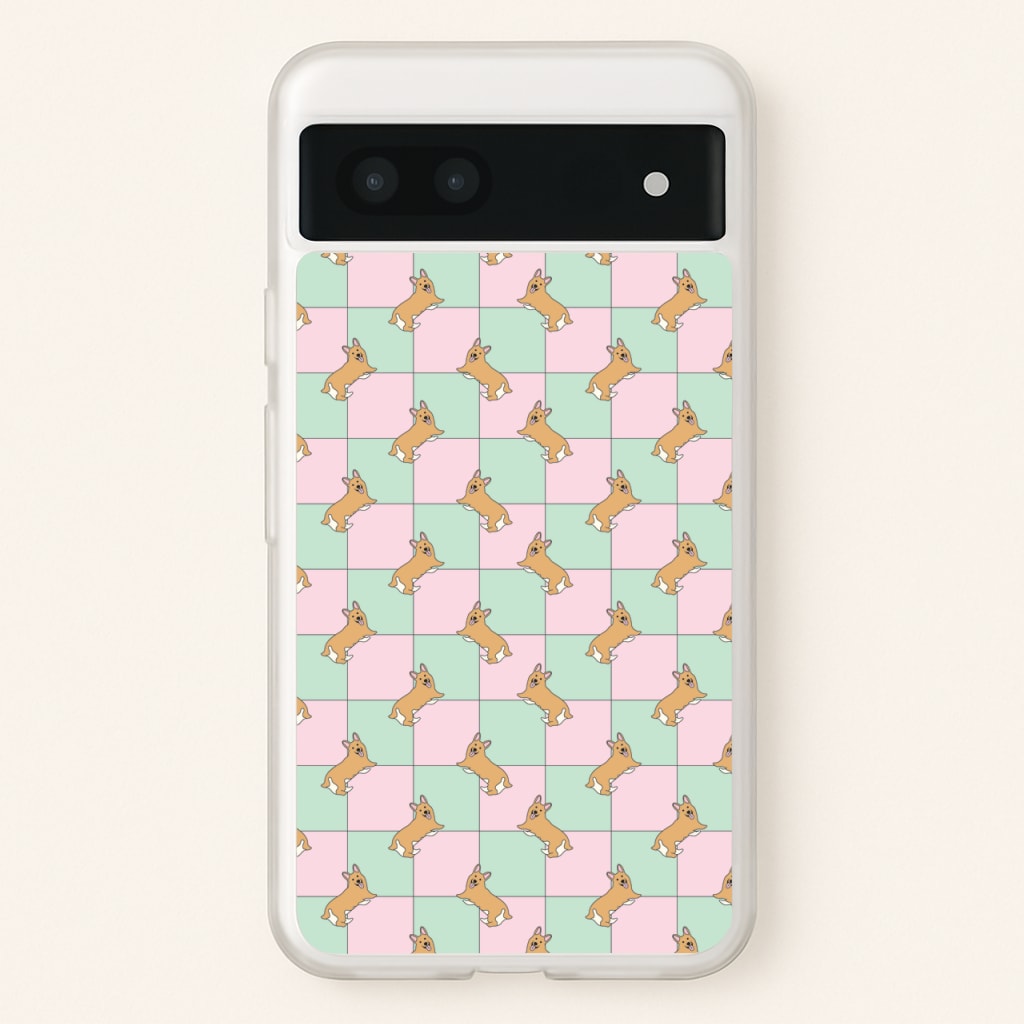 Checkered Corgis Pattern - Dog Patterns Phone Case for Google Pixel 7a