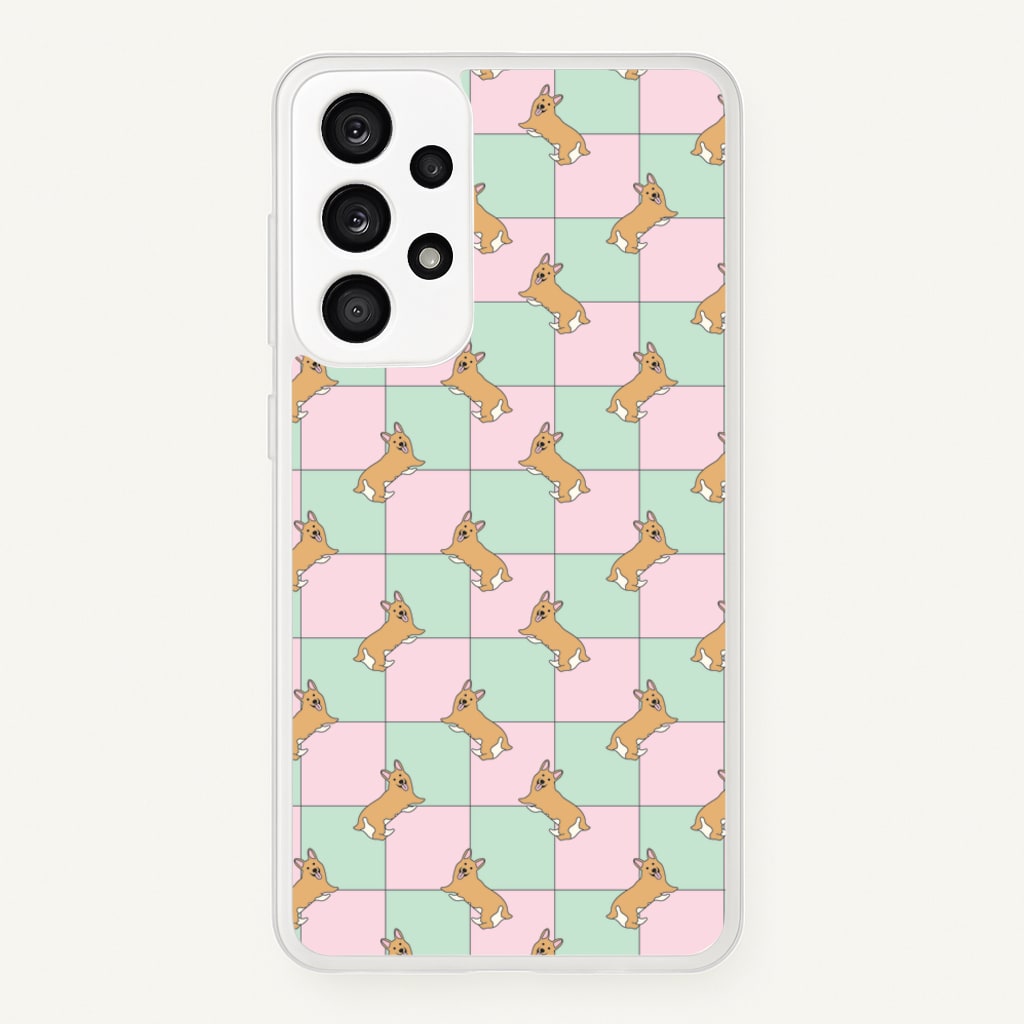 Checkered Corgis Pattern - Dog Patterns Phone Case for Galaxy A53