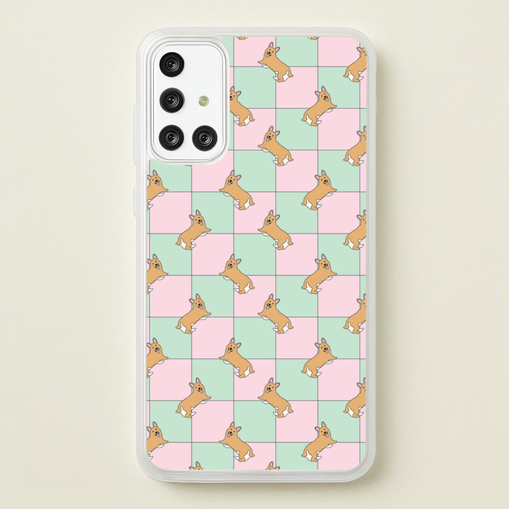 Checkered Corgis Pattern - Dog Patterns Phone Case for Galaxy A71