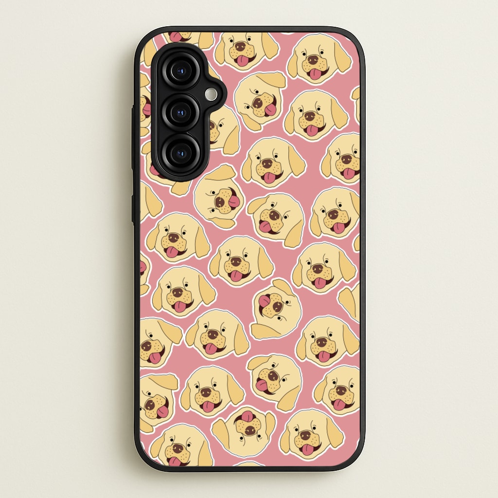 Pink Golden Retriever Sticker Pattern - Dog Patterns Phone Case for Galaxy A54