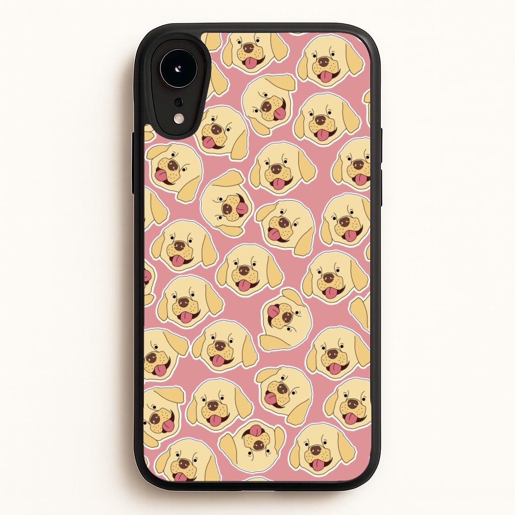 Pink Golden Retriever Sticker Pattern - Dog Patterns Phone Case for iPhone XR