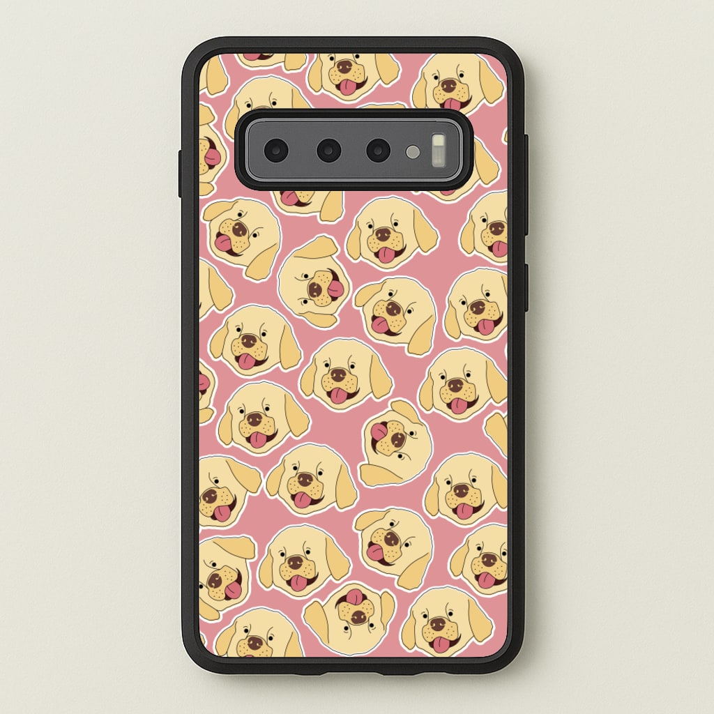 Pink Golden Retriever Sticker Pattern - Dog Patterns Phone Case for Galaxy S10