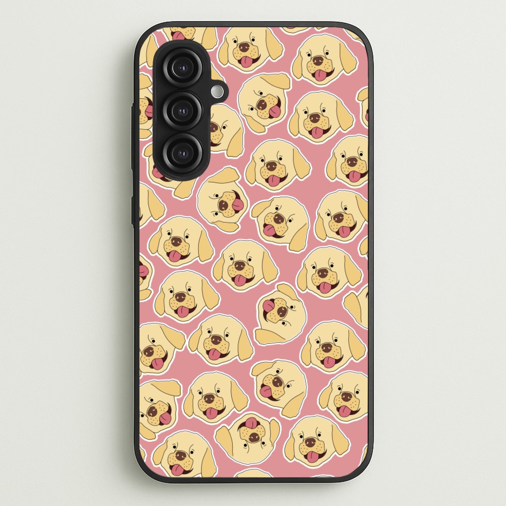 Pink Golden Retriever Sticker Pattern - Dog Patterns Phone Case for Galaxy S23FE