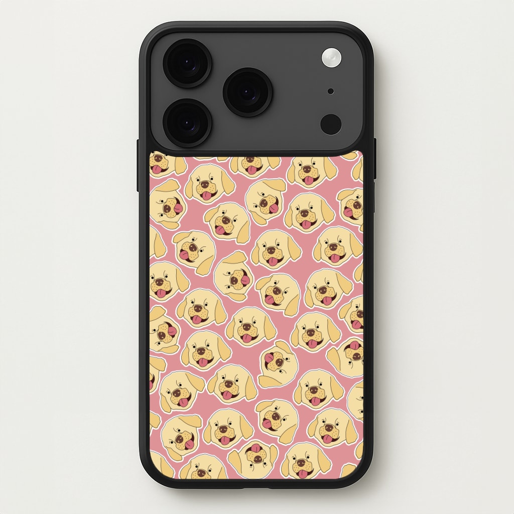 Pink Golden Retriever Sticker Pattern Phone Case for iPhone 17 Pro Max