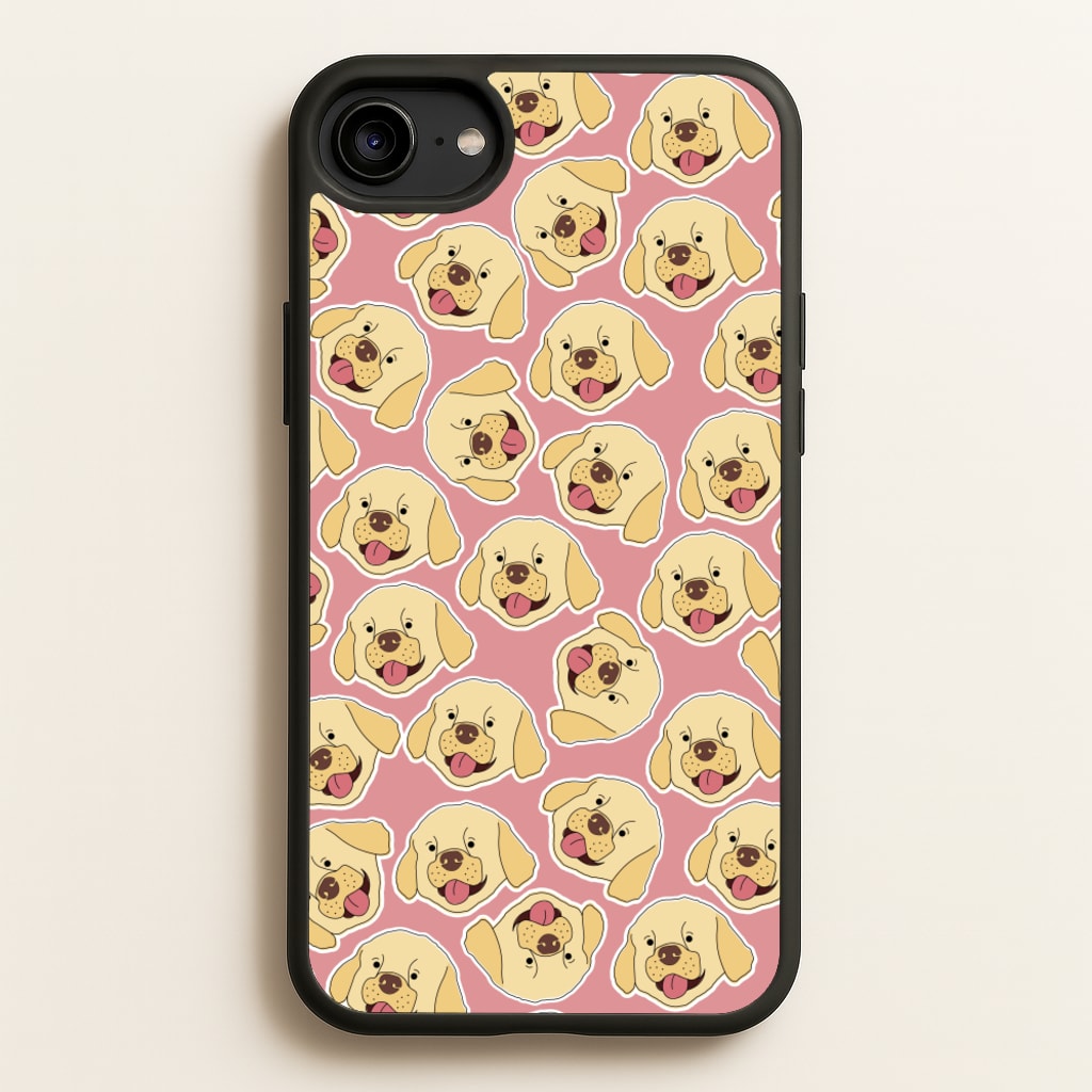 Pink Golden Retriever Sticker Pattern - Dog Patterns Phone Case for iPhone 6 / 7 / 8 / SE