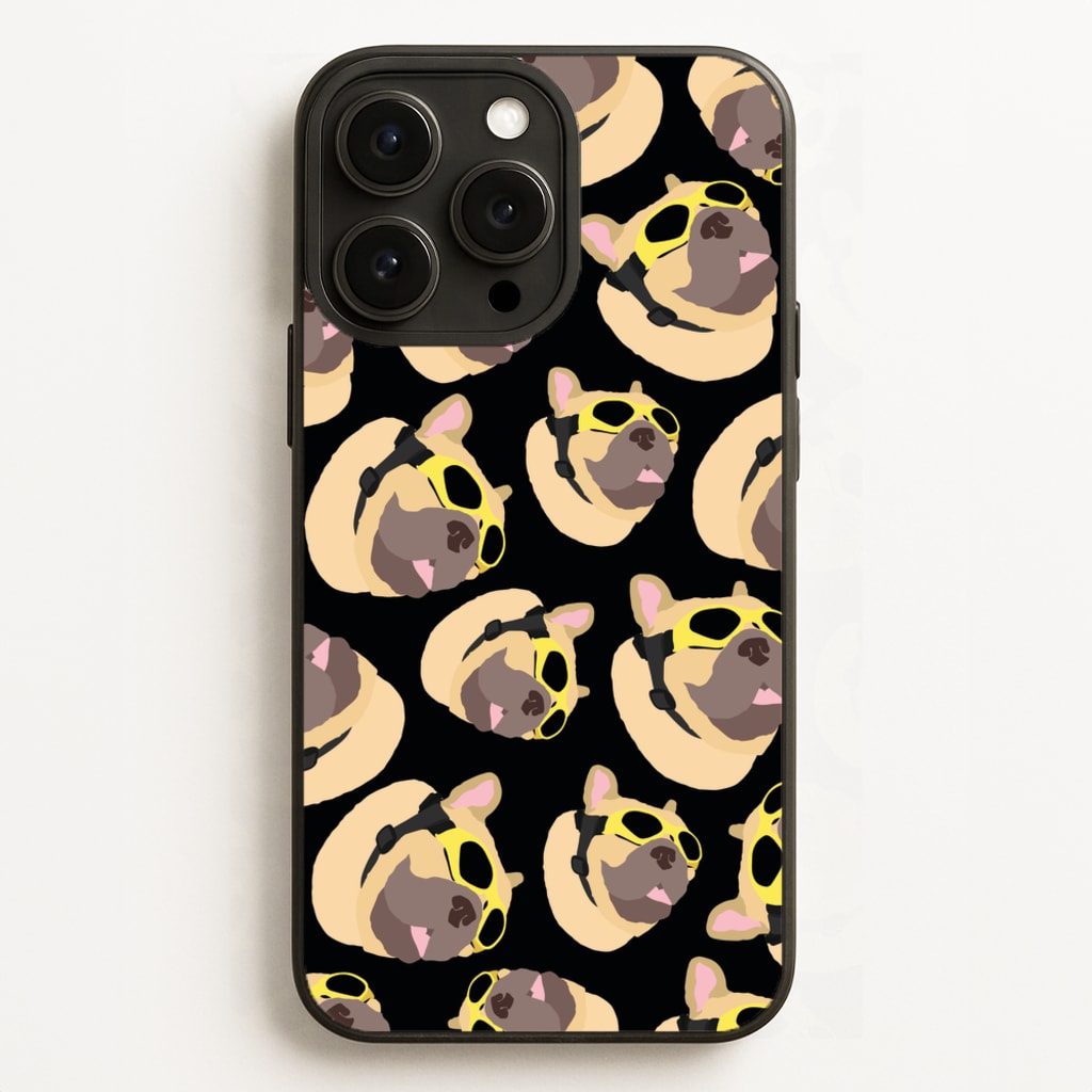 Frenchie With Goggles Pattern - Dog Patterns Phone Case for iPhone 16 Pro Max