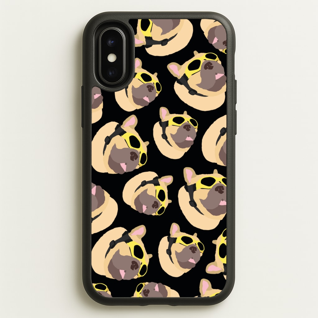 Frenchie With Goggles Pattern - Dog Patterns Phone Case for iPhone X / XS
