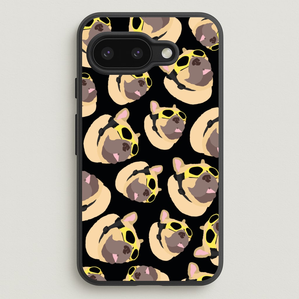 Frenchie With Goggles Pattern - Dog Patterns Phone Case for Google Pixel 9a