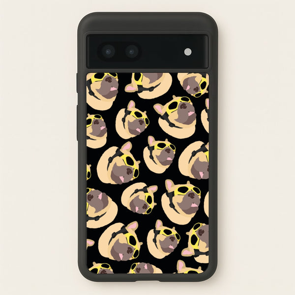 Frenchie With Goggles Pattern - Dog Patterns Phone Case for Google Pixel 6a