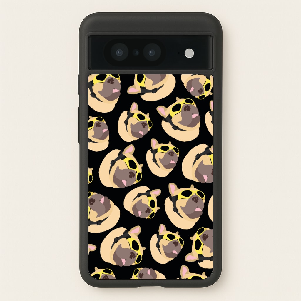 Frenchie With Goggles Pattern - Dog Patterns Phone Case for Google Pixel 8