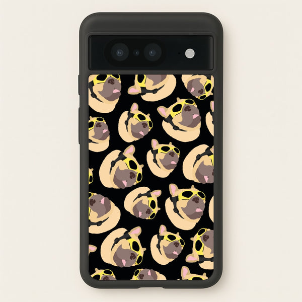 Frenchie With Goggles Pattern - Dog Patterns Phone Case for Google Pixel 8