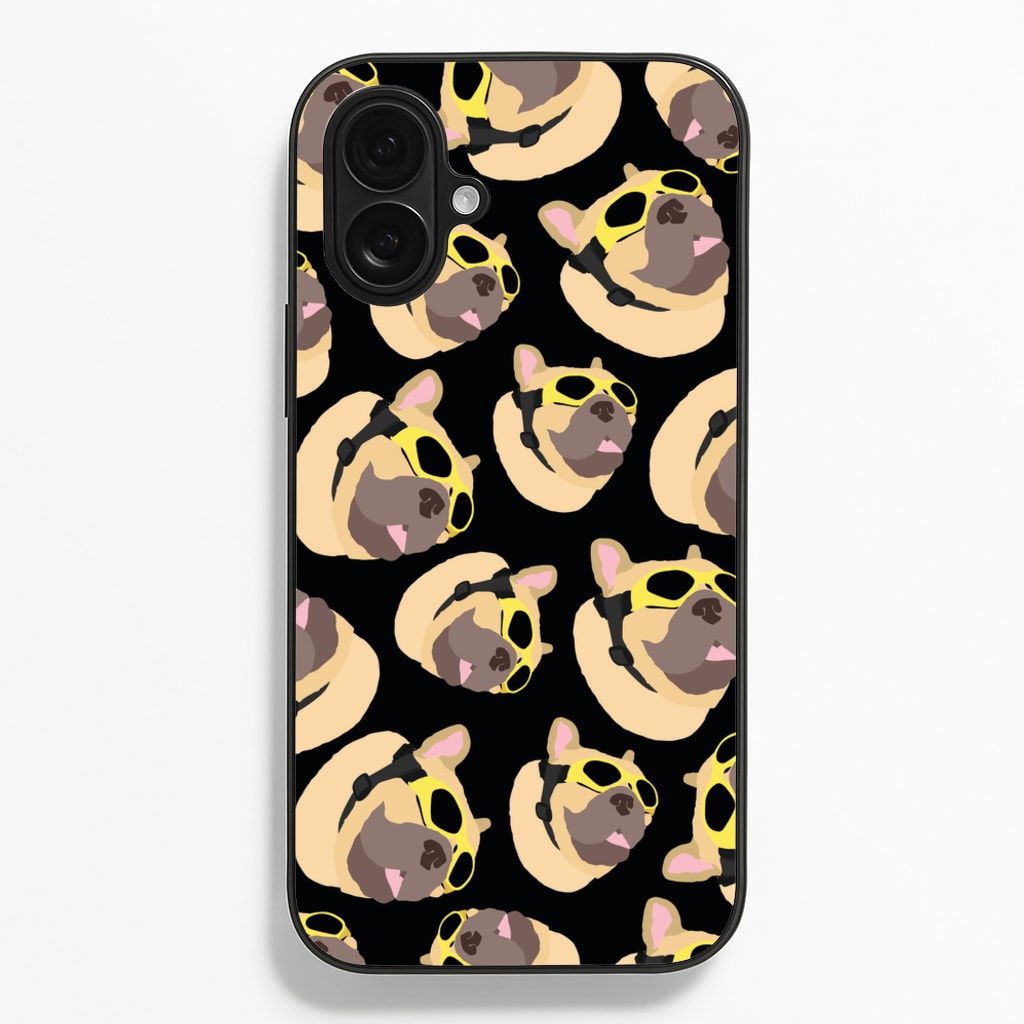 Frenchie With Goggles Pattern - Dog Patterns Phone Case for iPhone 16 Plus