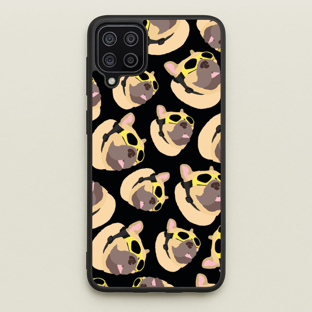 Frenchie With Goggles Pattern - Dog Patterns Phone Case for Galaxy A12