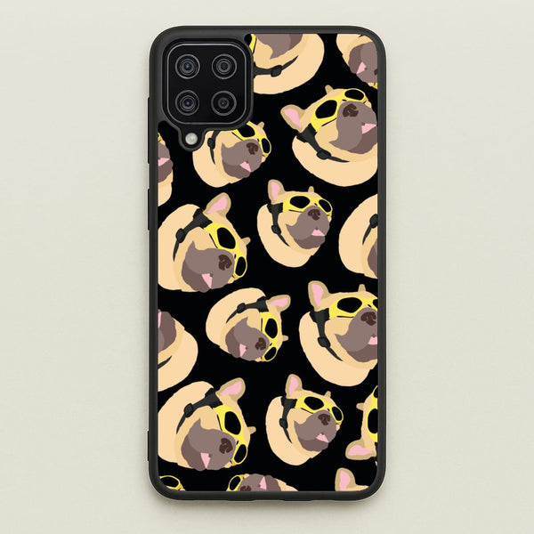 Frenchie With Goggles Pattern - Dog Patterns Phone Case for Galaxy A12